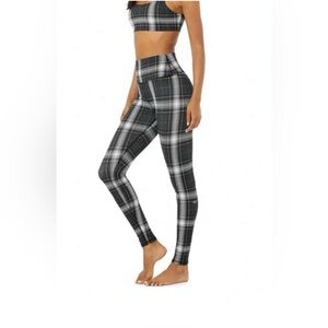 ALO Yoga High-Waisted Legacy Vapor Plaid Leggings, Size XXS